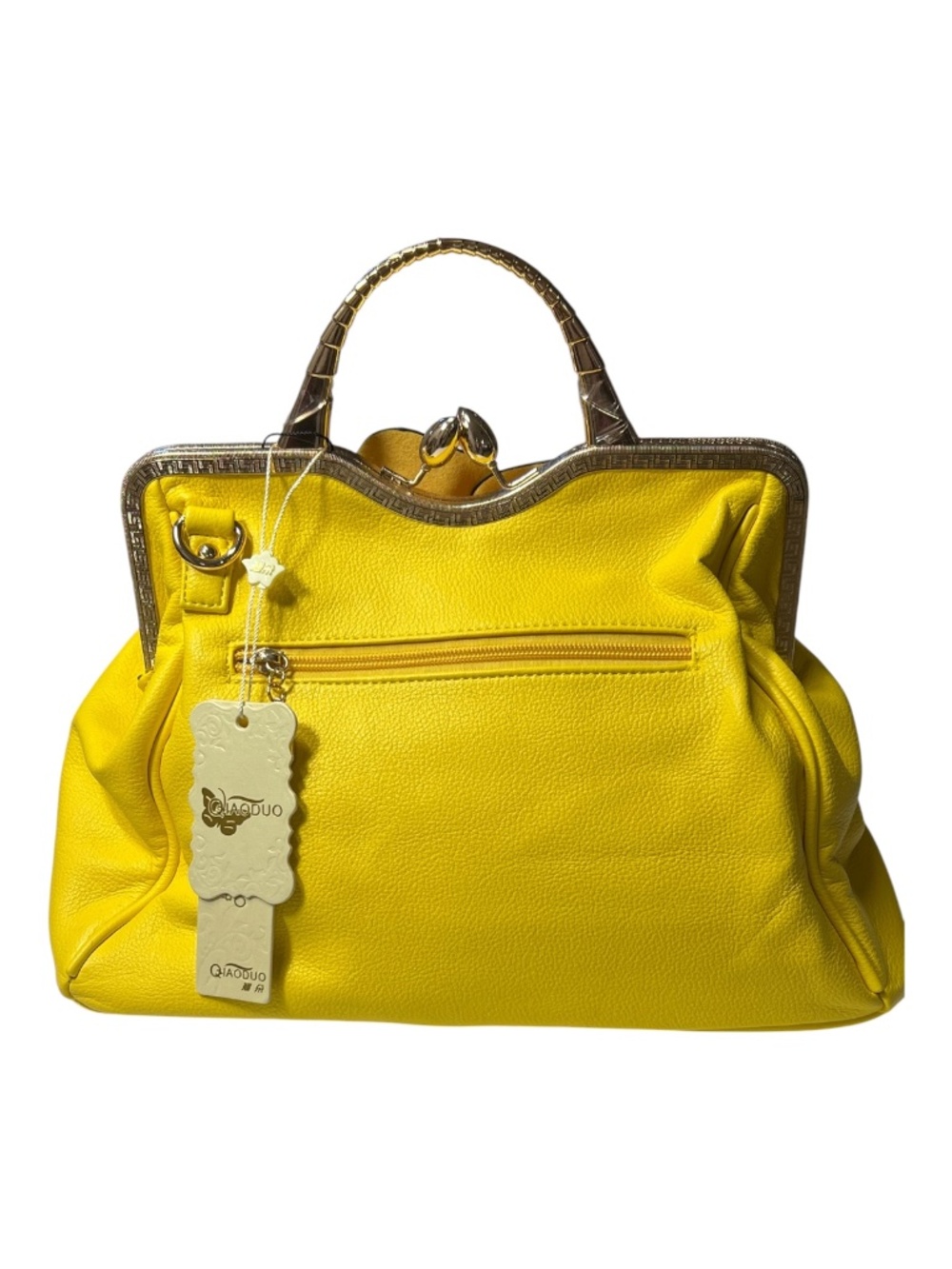 NWT Qiaoduo Yellow Satchel Handbag 3D Rose Structured Purse - Picture 6 of 10